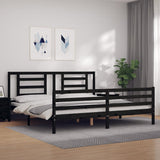 Bed Frame without Mattress Black 183x203 cm King Solid Wood