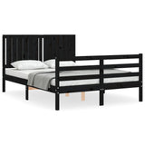 Bed Frame without Mattress Black 135x190 cm Solid Wood - Front View