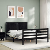 Bed Frame without Mattress Black 135x190 cm Solid Wood - Side View