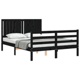 Bed Frame without Mattress Black 135x190 cm Solid Wood - Top-Down View