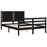 Bed Frame without Mattress Black 135x190 cm Solid Wood - 45-Degree Angle