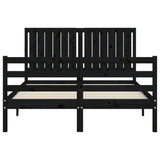 Bed Frame without Mattress Black 135x190 cm Solid Wood
