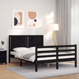Bed Frame without Mattress Black 135x190 cm Solid Wood