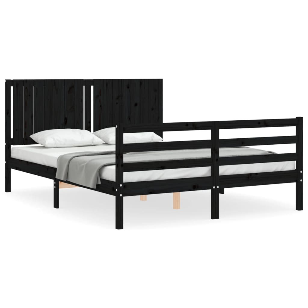 Bed Frame without Mattress Black 150x200 cm Solid Wood