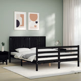 Bed Frame without Mattress Black 150x200 cm Solid Wood - Top-Down View