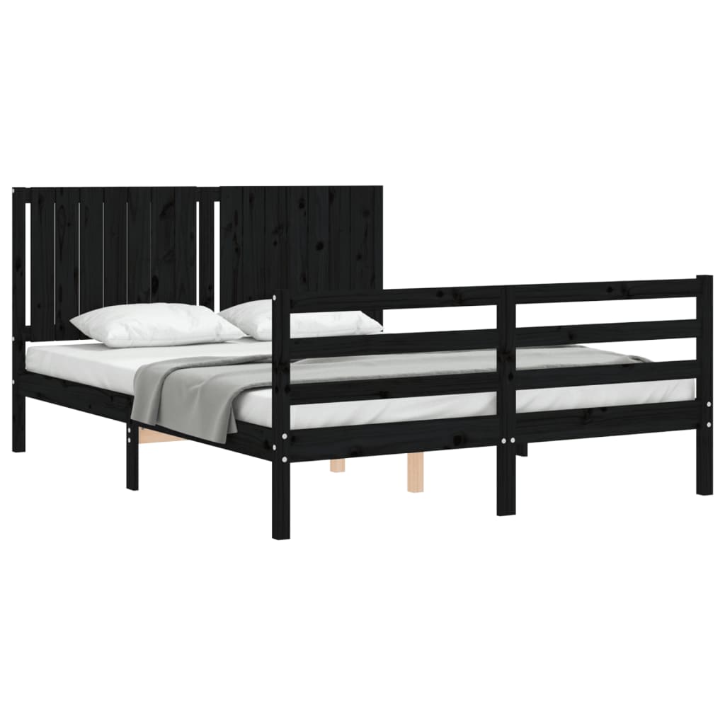 Bed Frame without Mattress Black 150x200 cm Solid Wood