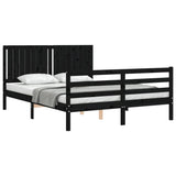 Bed Frame without Mattress Black 150x200 cm Solid Wood - 45-Degree Angle