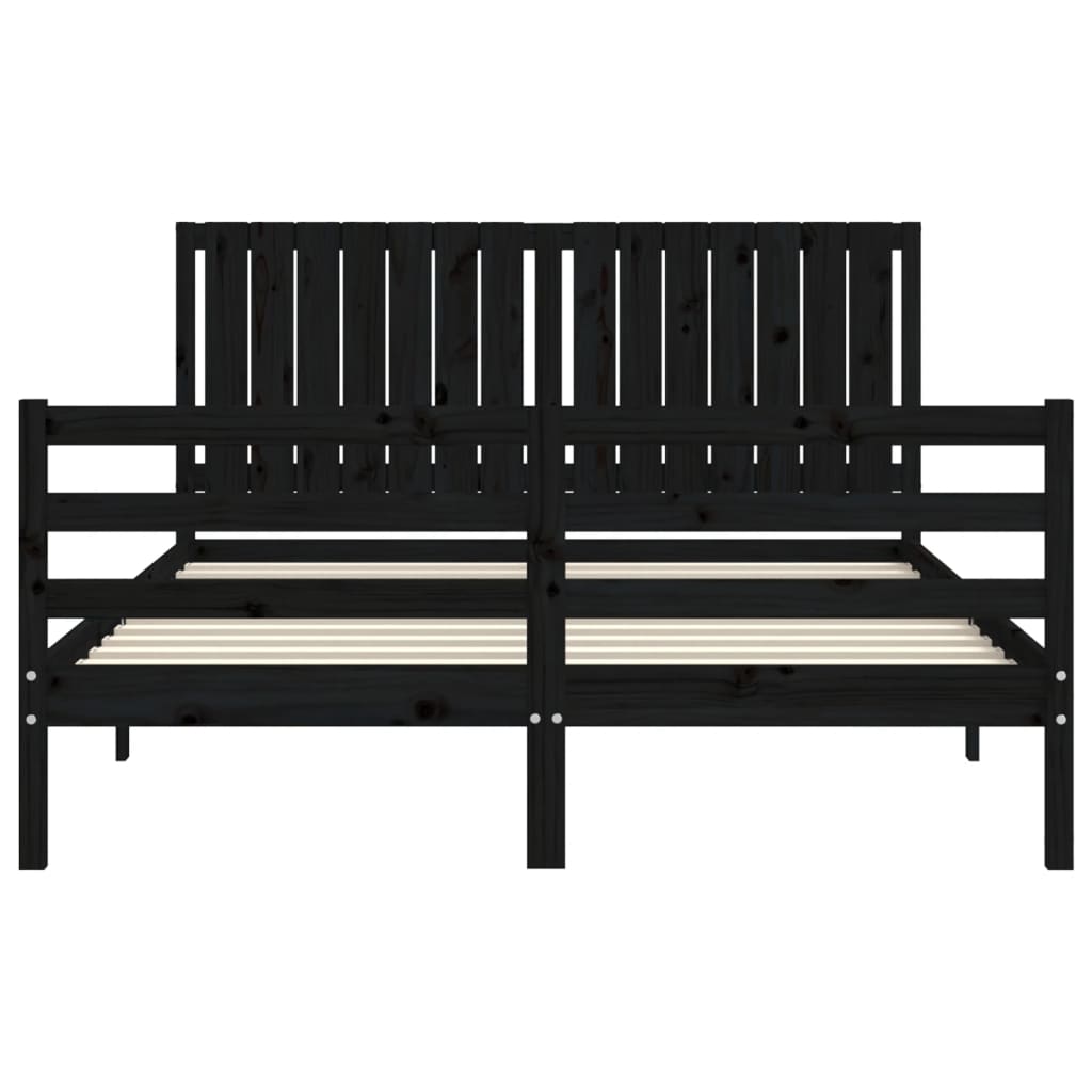 Bed Frame without Mattress Black 150x200 cm Solid Wood