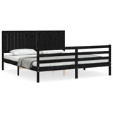 Bed Frame without Mattress Black 183x203 cm King Solid Wood