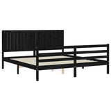 Bed Frame without Mattress Black 183x203 cm King Solid Wood