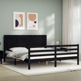 Bed Frame without Mattress Black 183x203 cm King Solid Wood - Top-Down View