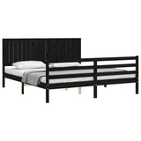 Bed Frame without Mattress Black 183x203 cm King Solid Wood