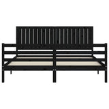 Bed Frame without Mattress Black 183x203 cm King Solid Wood