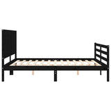 Bed Frame without Mattress Black 183x203 cm King Solid Wood - Close-Up Angle