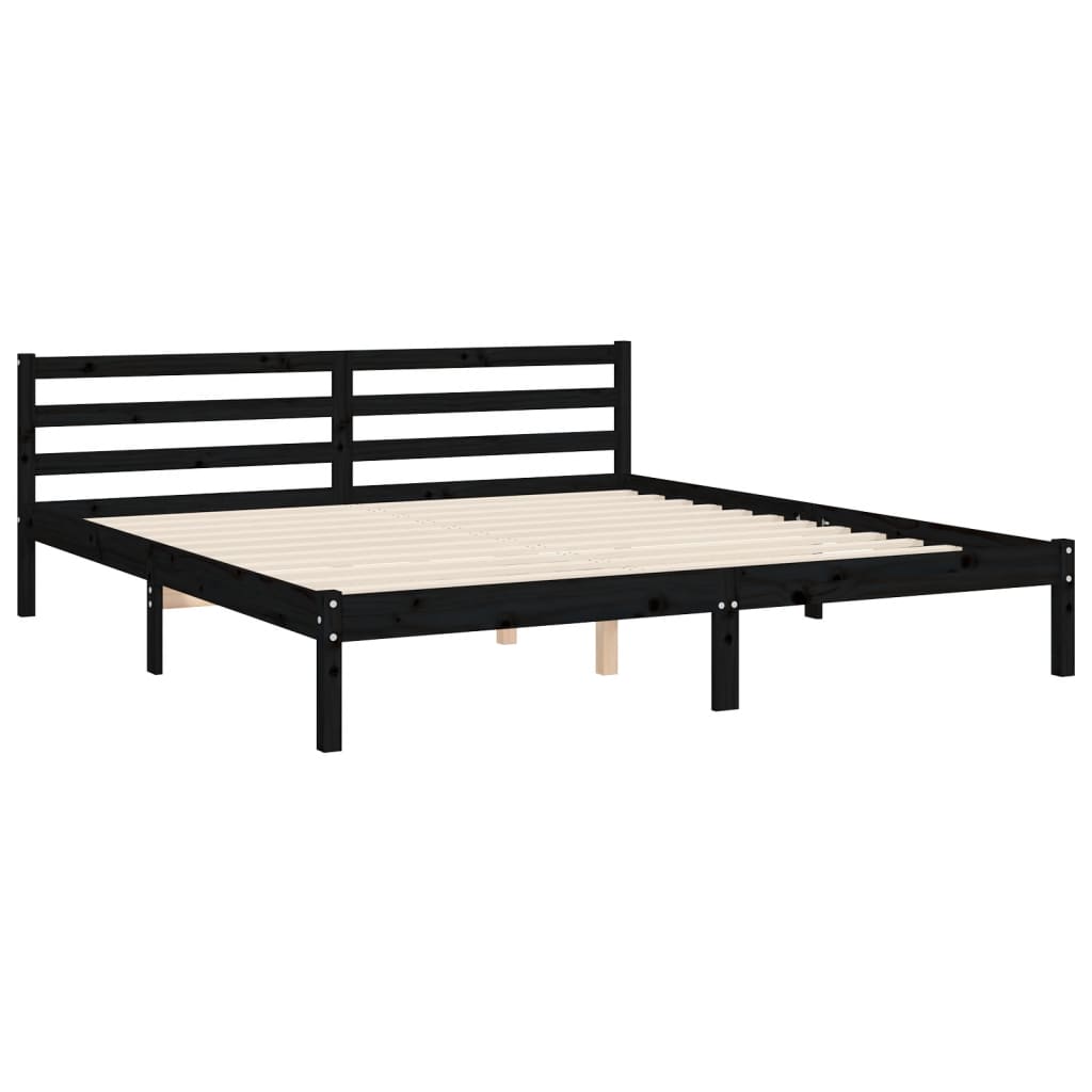 Bed Frame without Mattress Black 183x203 cm King Solid Wood