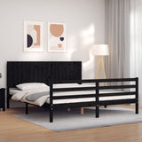 Bed Frame without Mattress Black 183x203 cm King Solid Wood