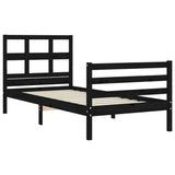 Bed Frame without Mattress Black 90x190 cm Solid Wood - Side View