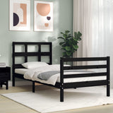 Bed Frame without Mattress Black 90x190 cm Solid Wood