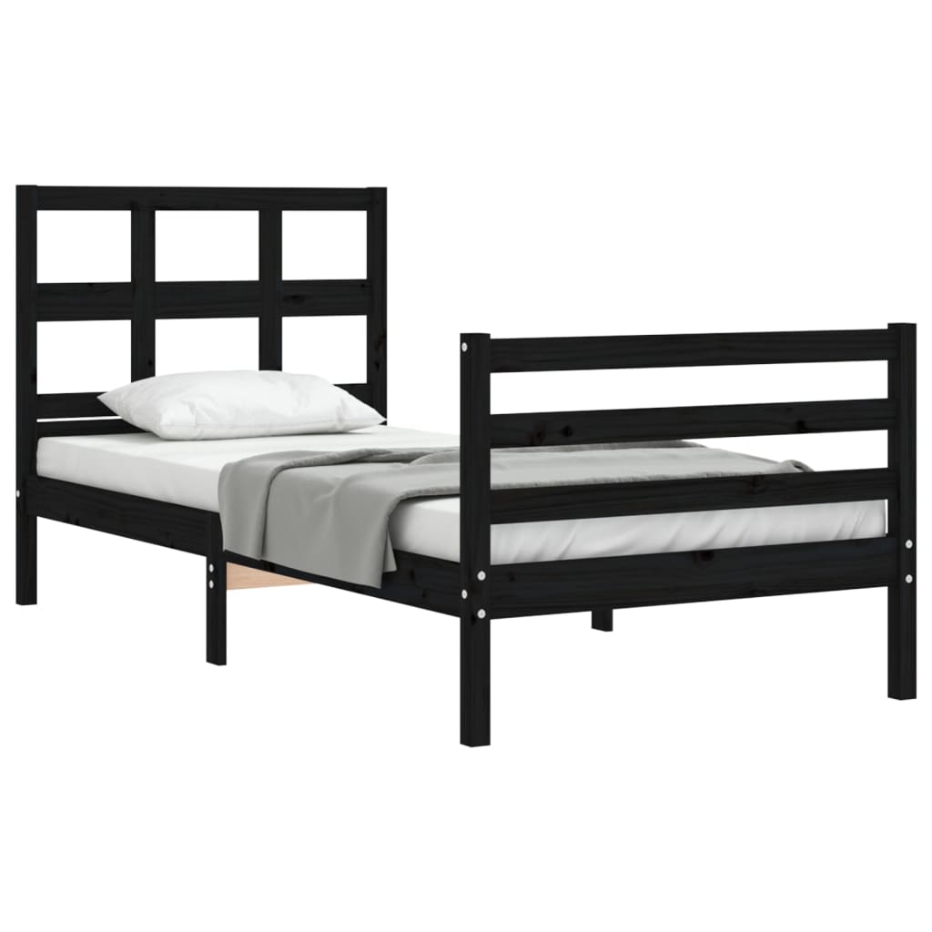 Bed Frame without Mattress Black 90x190 cm Solid Wood