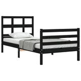 Bed Frame without Mattress Black 90x190 cm Solid Wood