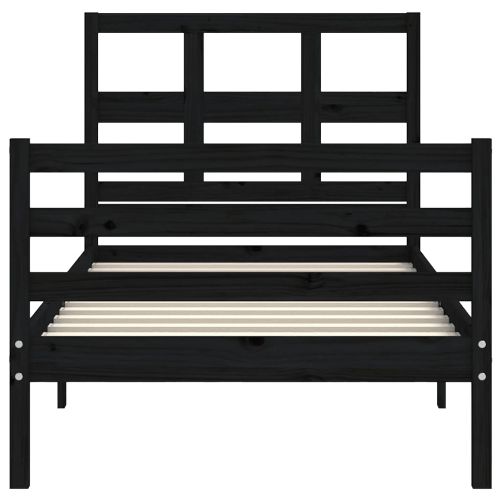 Bed Frame without Mattress Black 90x190 cm Solid Wood