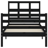 Bed Frame without Mattress Black 90x190 cm Solid Wood - Rear View