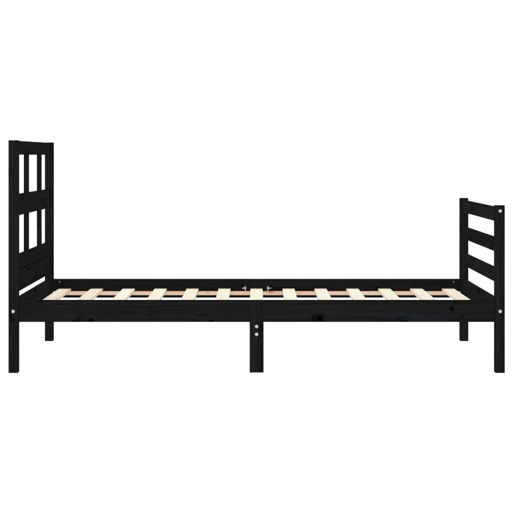Bed Frame without Mattress Black 90x190 cm Solid Wood