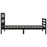 Bed Frame without Mattress Black 90x190 cm Solid Wood