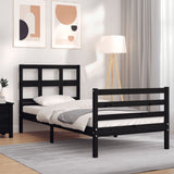 Bed Frame without Mattress Black 90x190 cm Solid Wood