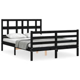 Bed Frame without Mattress Black 135x190 cm Solid Wood