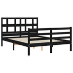 Bed Frame without Mattress Black 135x190 cm Solid Wood