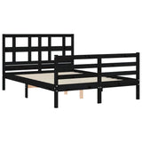 Bed Frame without Mattress Black 135x190 cm Solid Wood - Side View