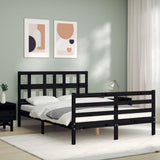 Bed Frame without Mattress Black 135x190 cm Solid Wood