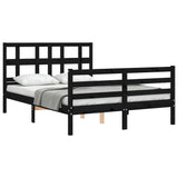 Bed Frame without Mattress Black 135x190 cm Solid Wood - 45-Degree Angle