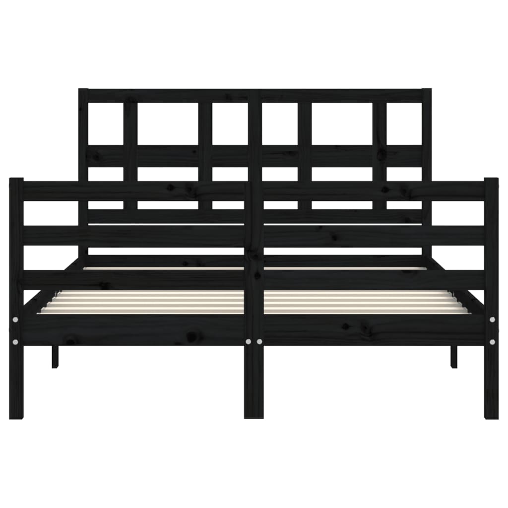 Bed Frame without Mattress Black 135x190 cm Solid Wood