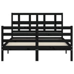 Bed Frame without Mattress Black 135x190 cm Solid Wood