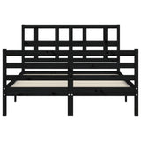 Bed Frame without Mattress Black 135x190 cm Solid Wood - Rear View
