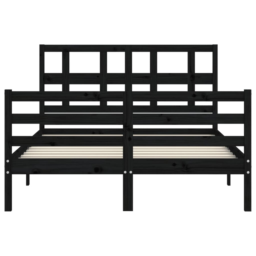 Bed Frame without Mattress Black 135x190 cm Solid Wood