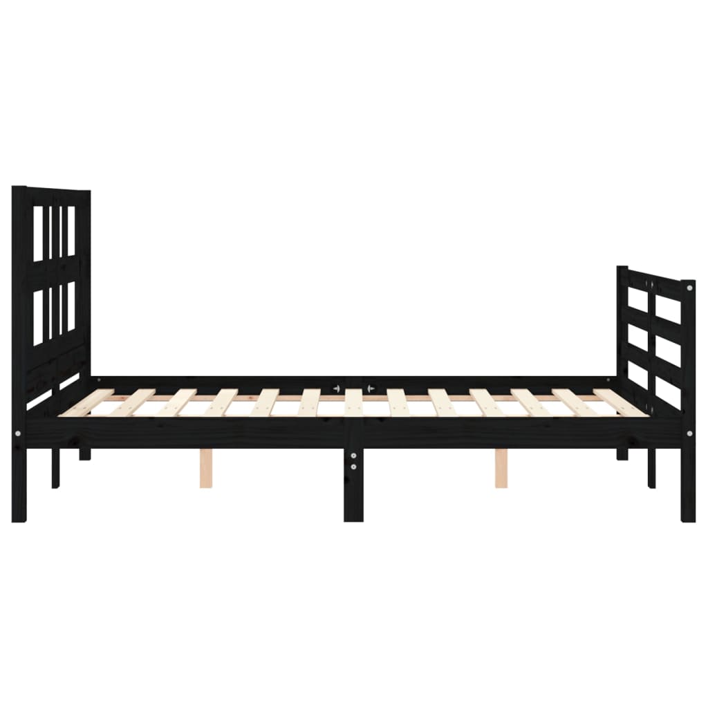 Bed Frame without Mattress Black 135x190 cm Solid Wood