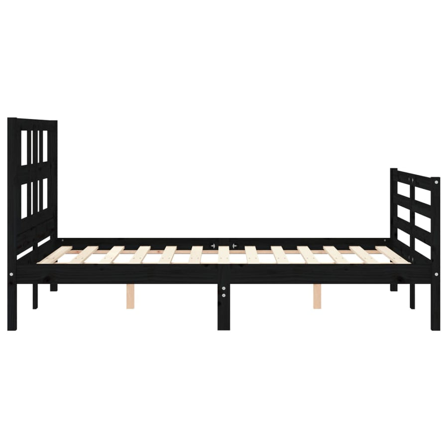 Bed Frame without Mattress Black 135x190 cm Solid Wood