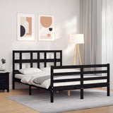 Bed Frame without Mattress Black 135x190 cm Solid Wood