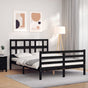 Bed Frame without Mattress Black 135x190 cm Solid Wood