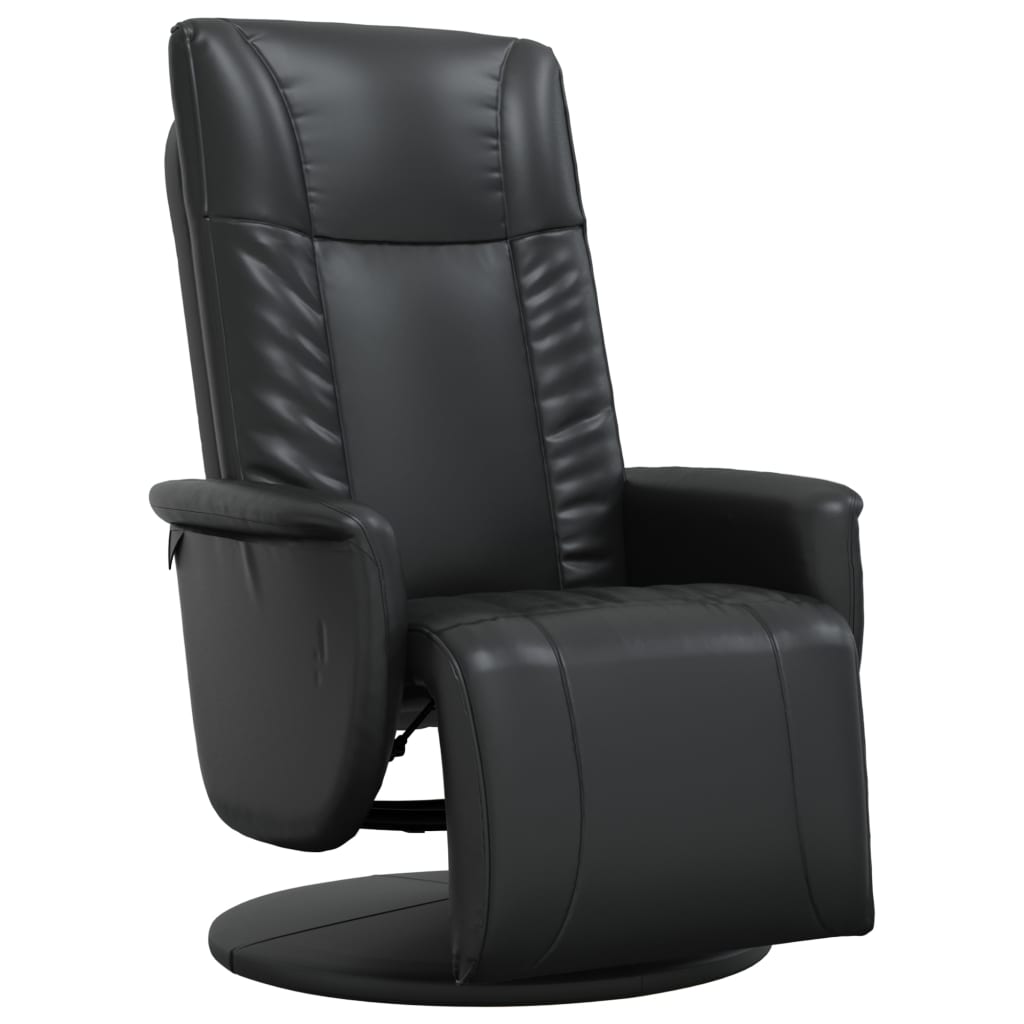 Recliner Chair with Footrest Black Faux Leather