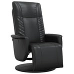 Recliner Chair with Footrest Black Faux Leather