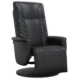 Recliner Chair with Footrest Black Faux Leather - Front View
