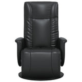 Recliner Chair with Footrest Black Faux Leather