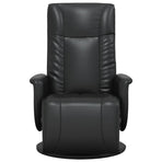 Recliner Chair with Footrest Black Faux Leather