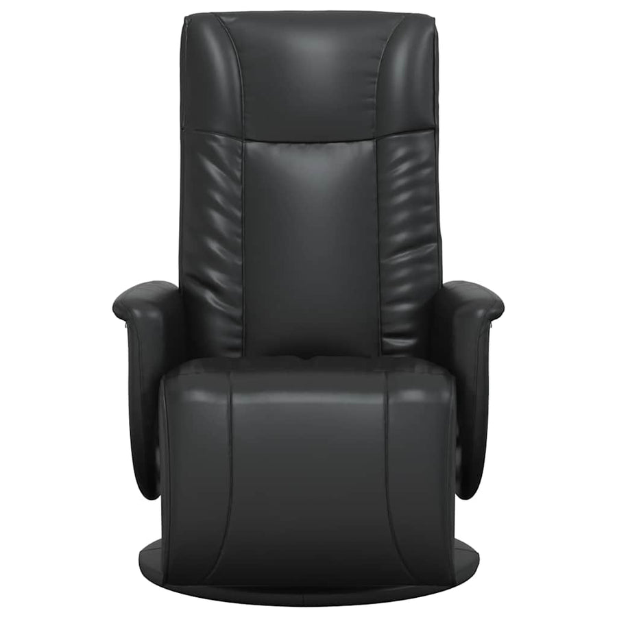 Recliner Chair with Footrest Black Faux Leather