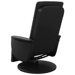 Recliner Chair with Footrest Black Faux Leather