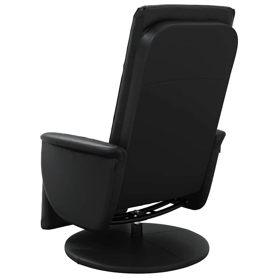 Recliner Chair with Footrest Black Faux Leather